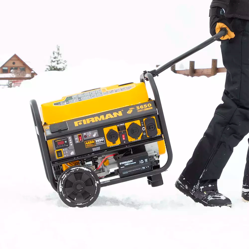 Firman 4550 watt generator in the snow
