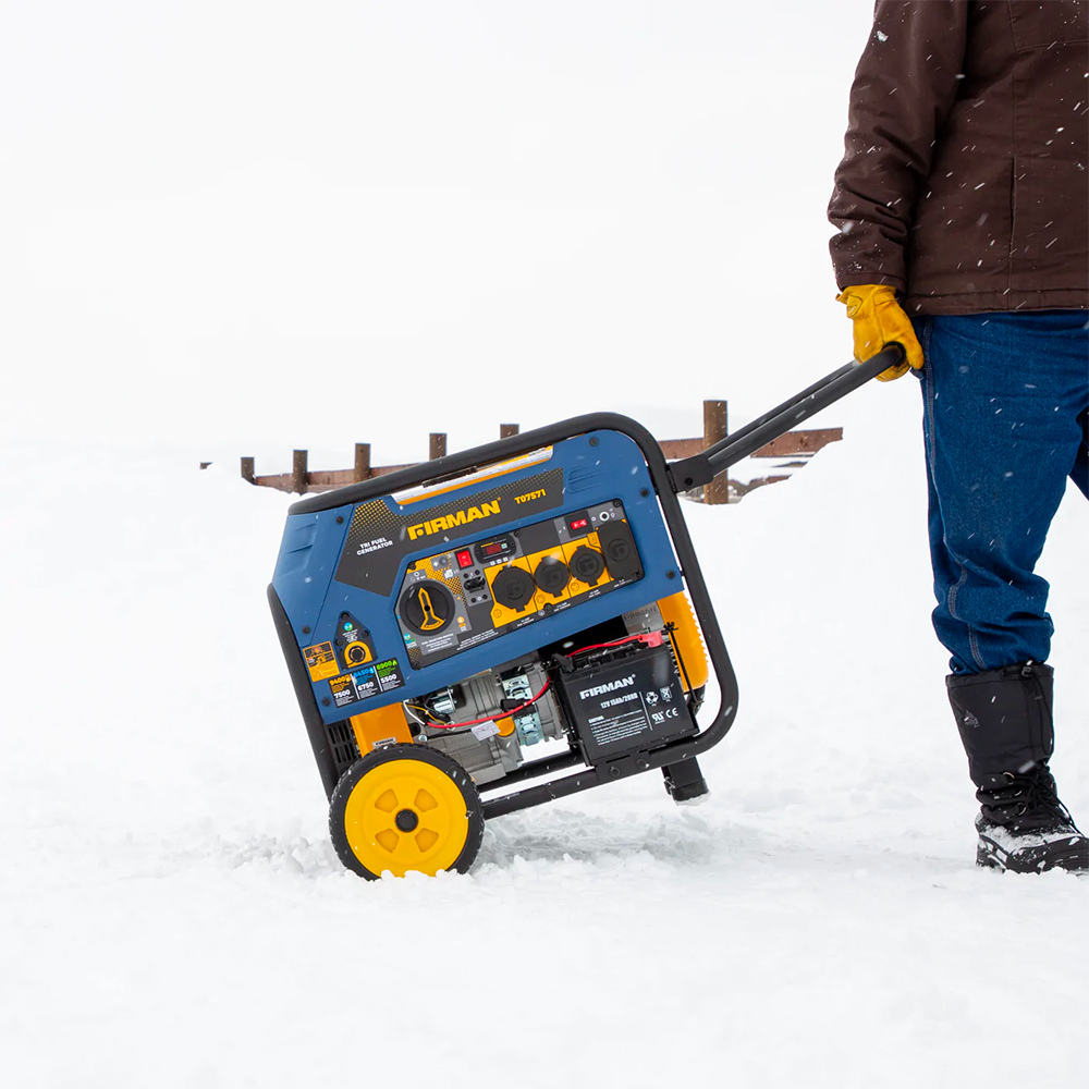 Firman T07571 generator in the snow