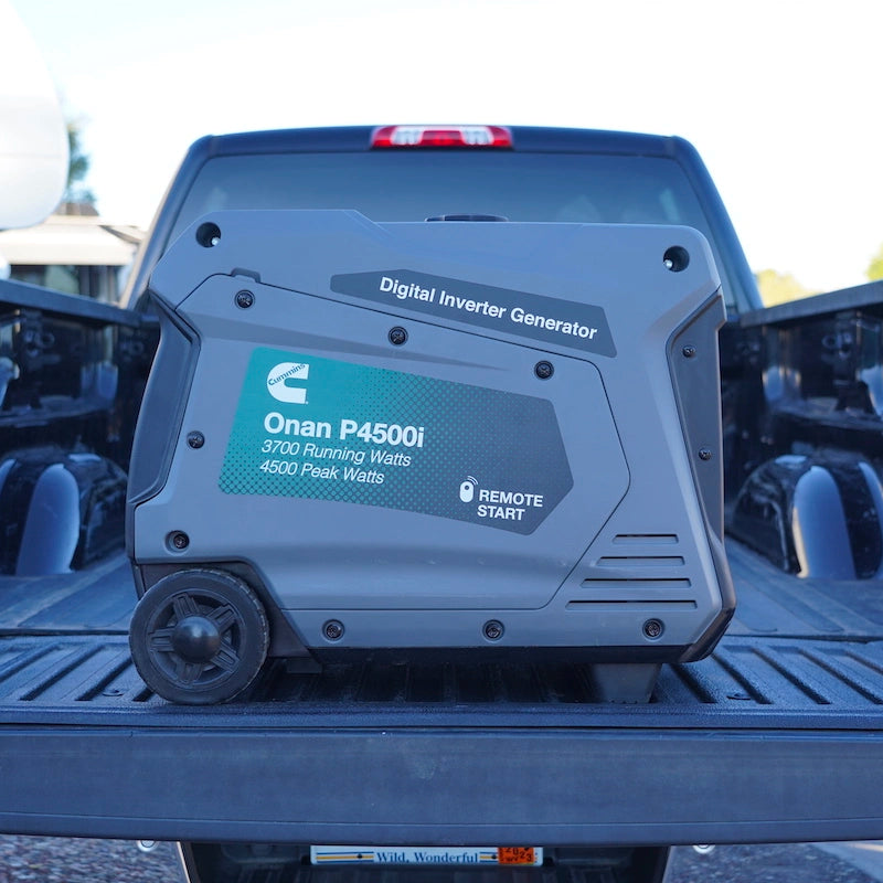 Onan P4500i generator in back of truck