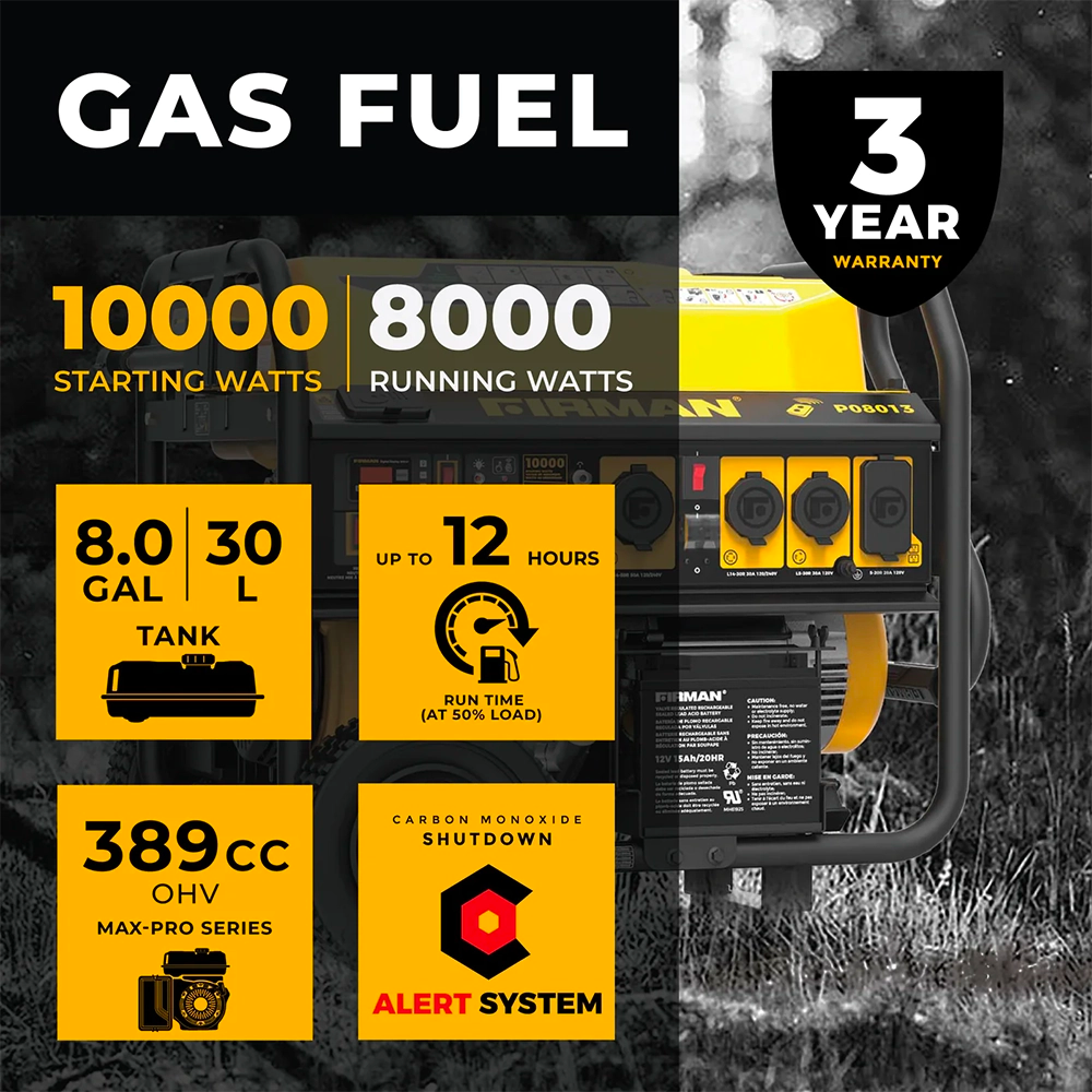 Firman P08013 - 10000 Watt Gas Generator