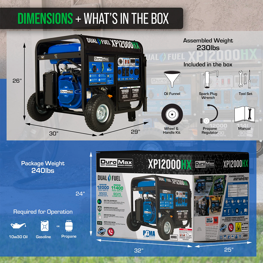 XP12000HX box contents and dimensions