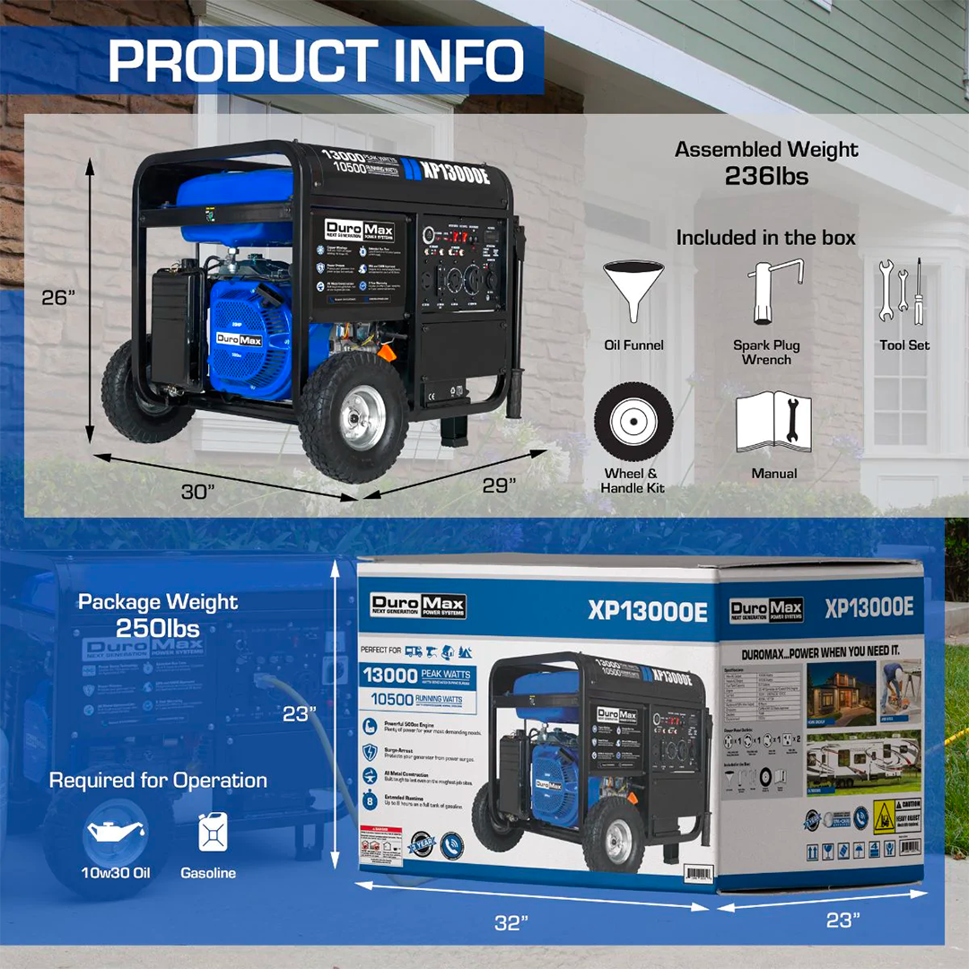 XP13000E box dimensions and contents