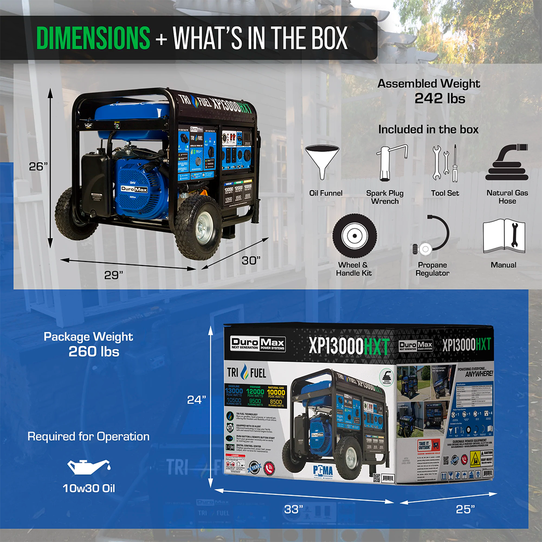 XP13000HXT dimensions and whats in the box