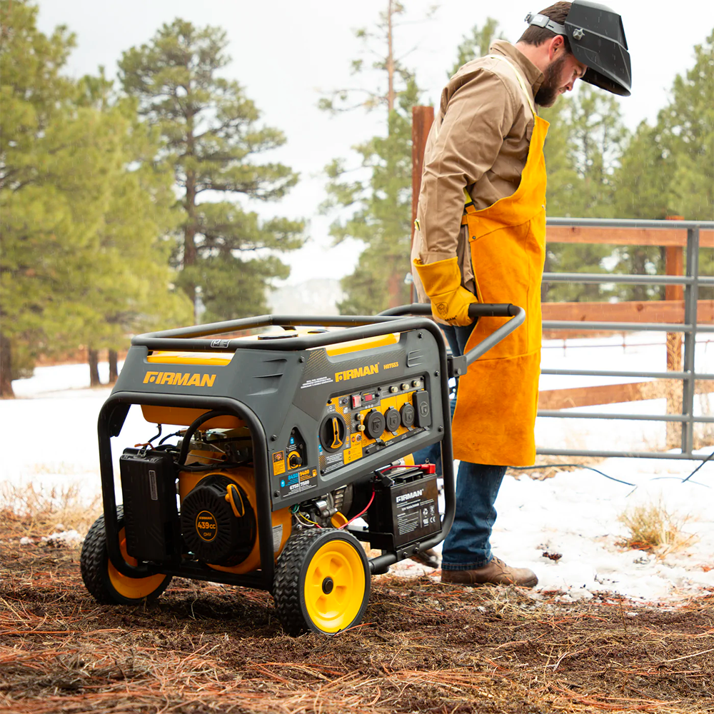 Generator outside in snow